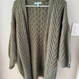 Olive Green Knit Cardigan Sweater